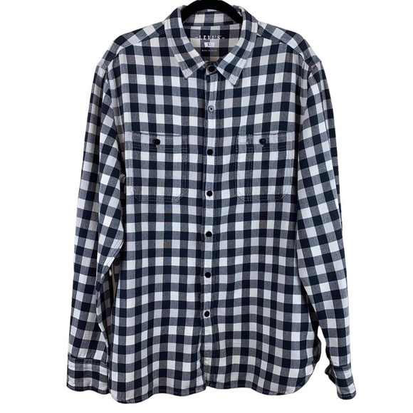 Levi’s black and white buffalo check long sleeve 100% cotton button front shirt - Picture 1 of 5